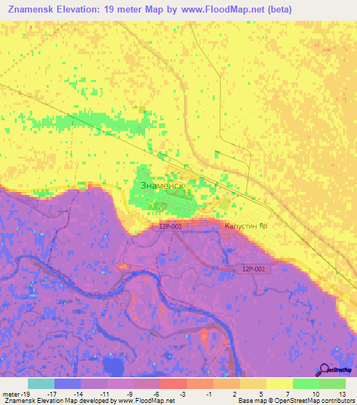 Znamensk,Russia Elevation Map