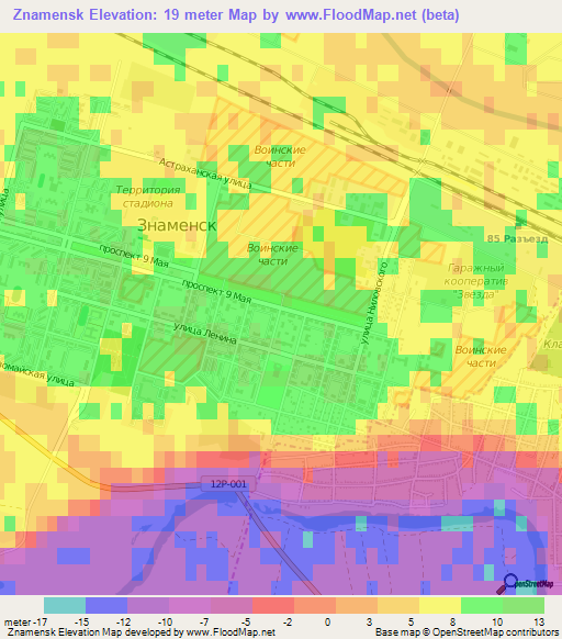 Znamensk,Russia Elevation Map