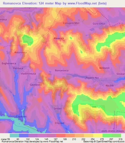 Romanovca,Moldova Elevation Map