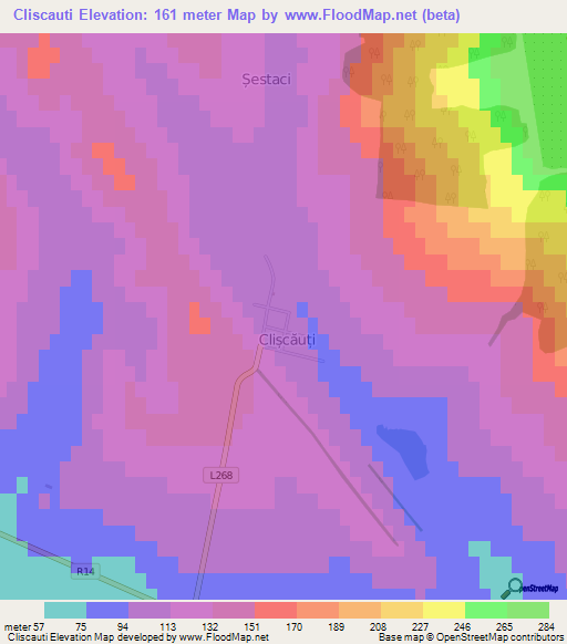 Cliscauti,Moldova Elevation Map