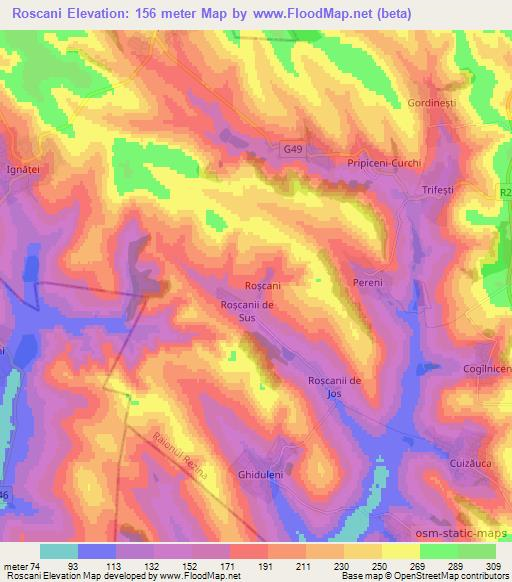 Roscani,Moldova Elevation Map