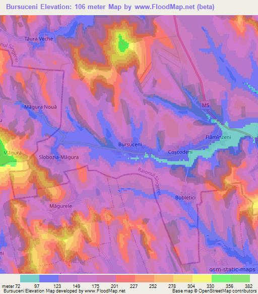 Bursuceni,Moldova Elevation Map