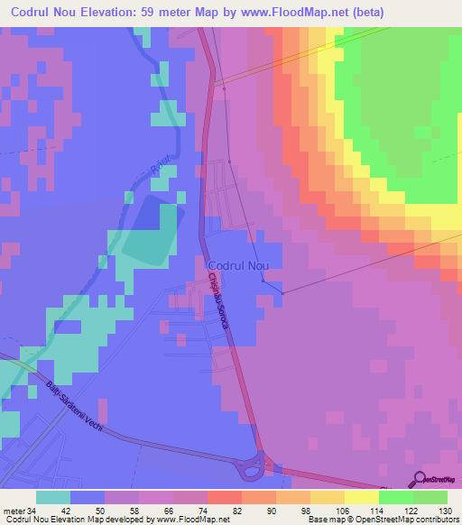 Codrul Nou,Moldova Elevation Map