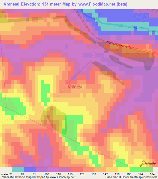 Vranesti,Moldova Elevation Map