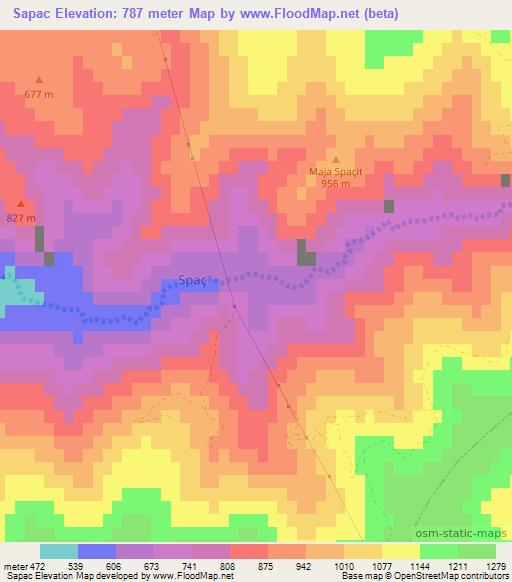 Sapac,Albania Elevation Map