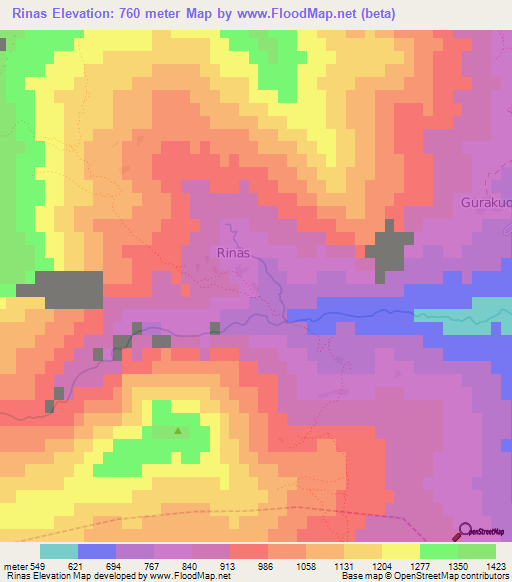 Rinas,Albania Elevation Map