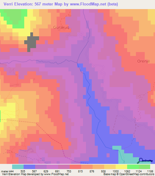 Verri,Albania Elevation Map