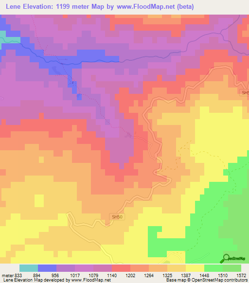 Lene,Albania Elevation Map