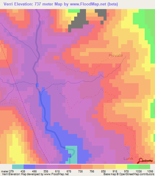 Verri,Albania Elevation Map