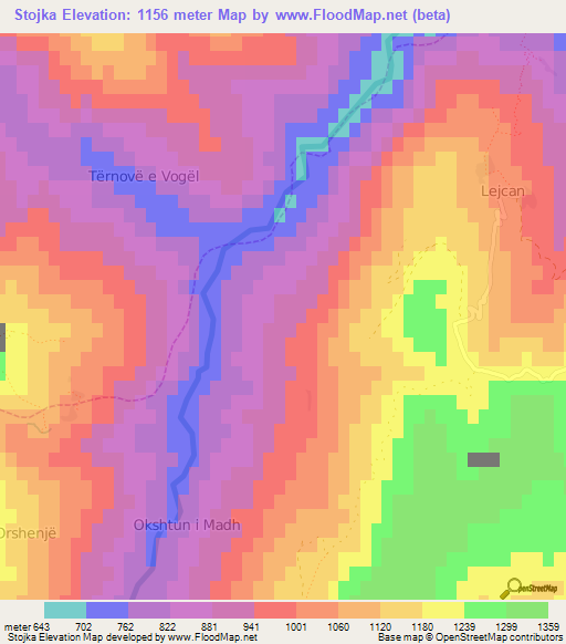 Stojka,Albania Elevation Map