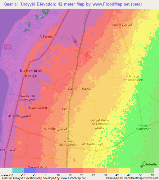 Qasr al `Urayyid,Libya Elevation Map