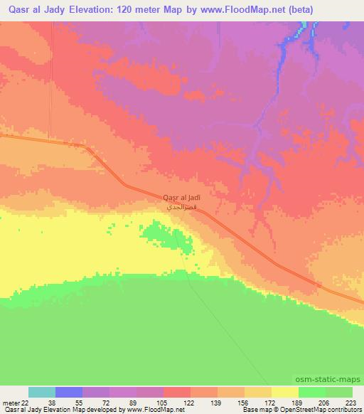 Qasr al Jady,Libya Elevation Map