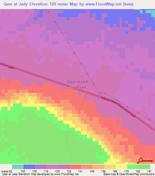 Qasr al Jady,Libya Elevation Map