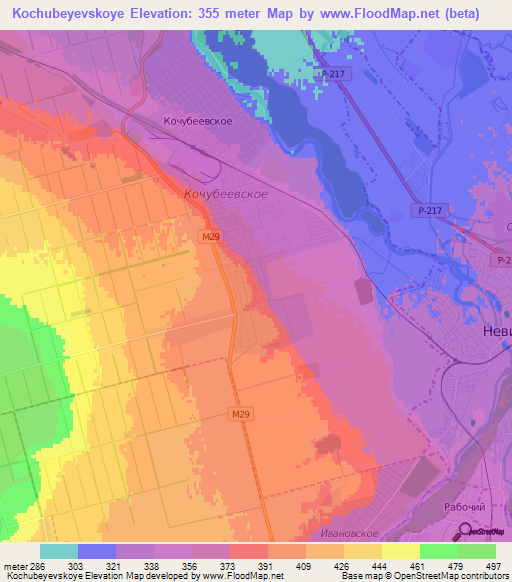 Kochubeyevskoye,Russia Elevation Map