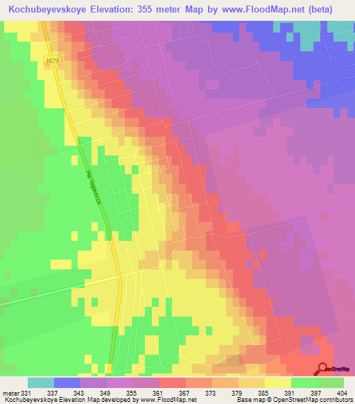 Kochubeyevskoye,Russia Elevation Map