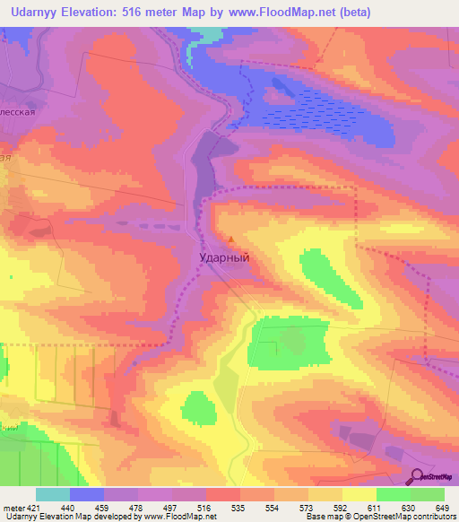 Udarnyy,Russia Elevation Map