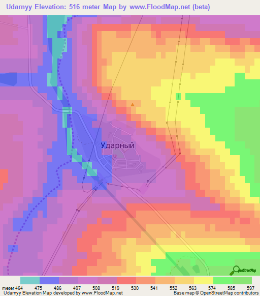 Udarnyy,Russia Elevation Map