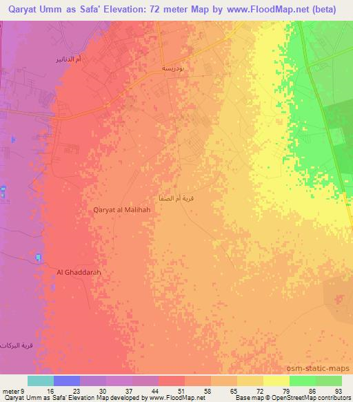 Qaryat Umm as Safa',Libya Elevation Map