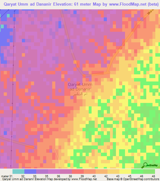 Qaryat Umm ad Dananir,Libya Elevation Map