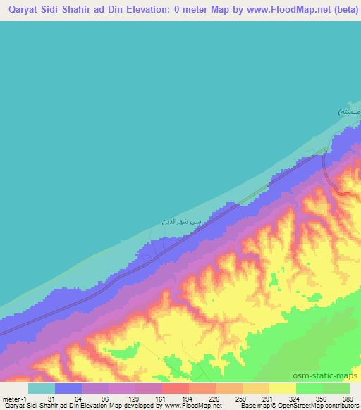 Qaryat Sidi Shahir ad Din,Libya Elevation Map