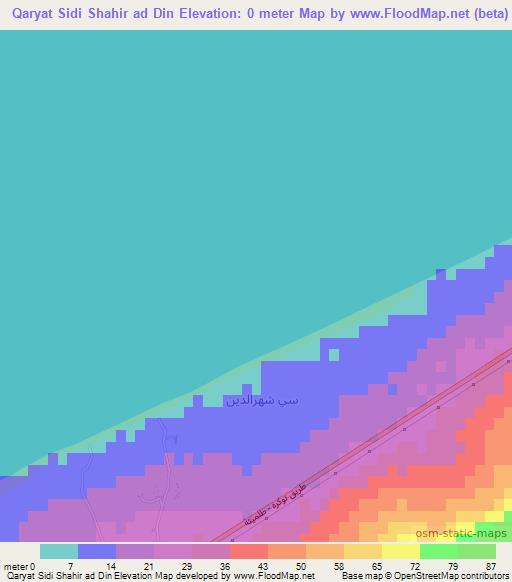 Qaryat Sidi Shahir ad Din,Libya Elevation Map