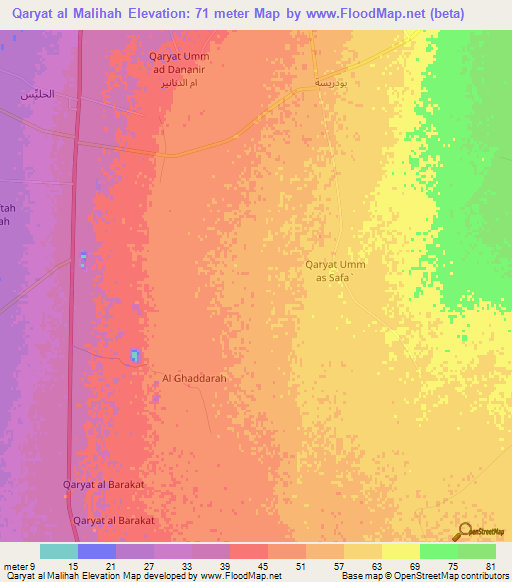 Qaryat al Malihah,Libya Elevation Map