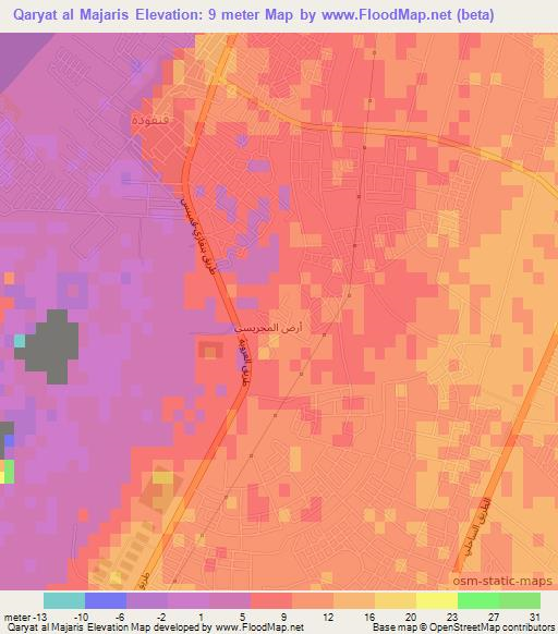 Qaryat al Majaris,Libya Elevation Map