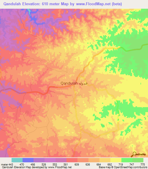 Qandulah,Libya Elevation Map