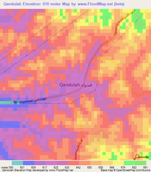 Qandulah,Libya Elevation Map