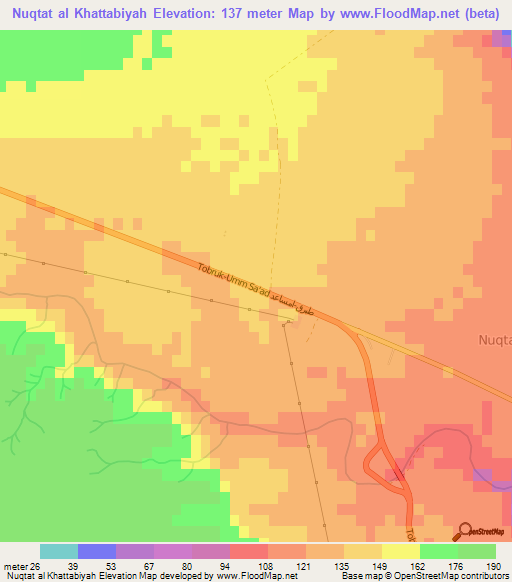 Nuqtat al Khattabiyah,Libya Elevation Map