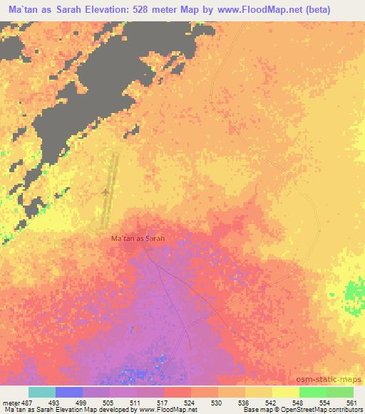 Ma`tan as Sarah,Libya Elevation Map