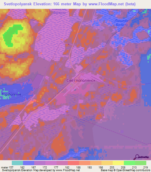 Svetlopolyansk,Russia Elevation Map