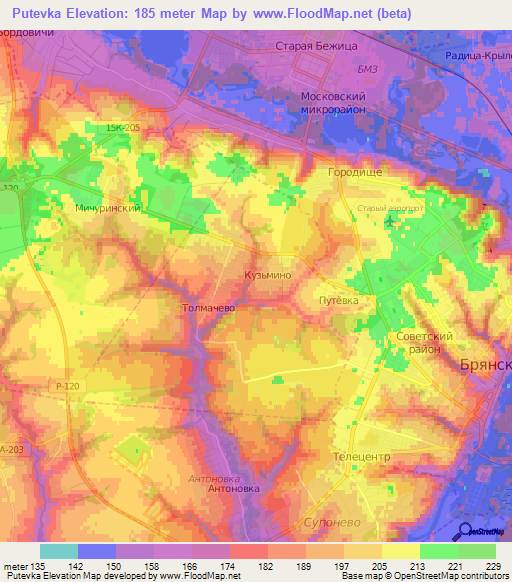 Putevka,Russia Elevation Map