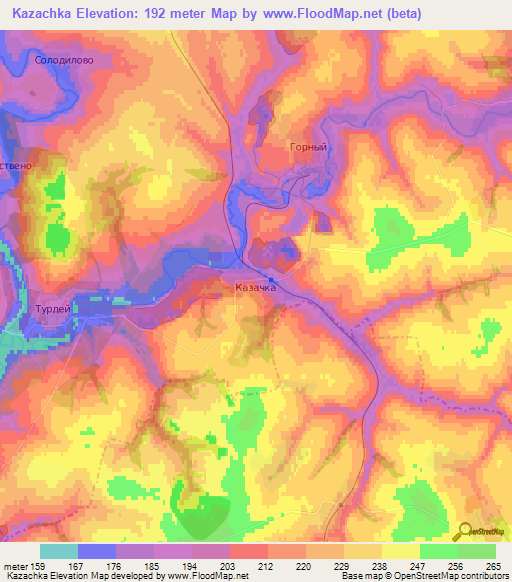 Kazachka,Russia Elevation Map