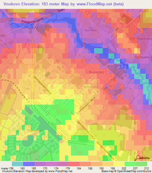 Vnukovo,Russia Elevation Map