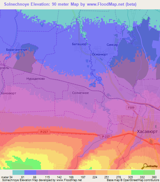 Solnechnoye,Russia Elevation Map