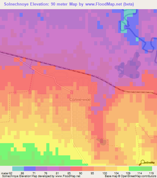 Solnechnoye,Russia Elevation Map