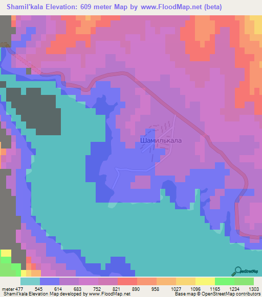 Shamil'kala,Russia Elevation Map