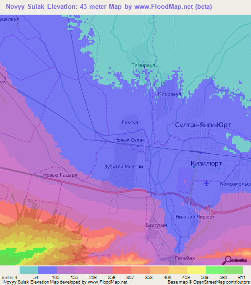 Novyy Sulak,Russia Elevation Map