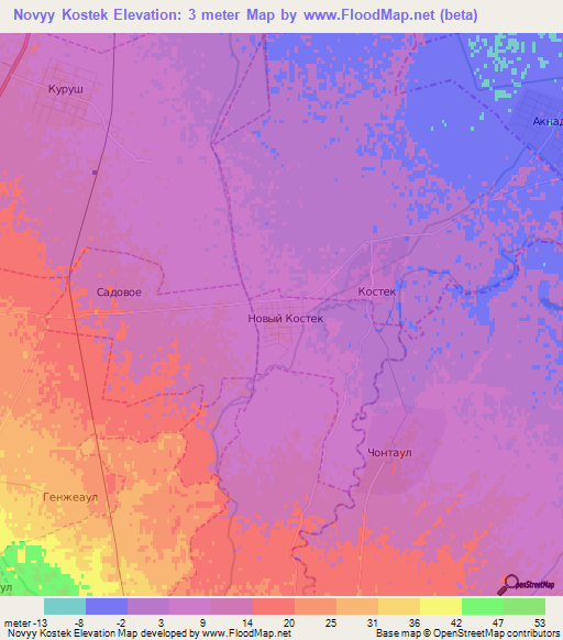 Novyy Kostek,Russia Elevation Map