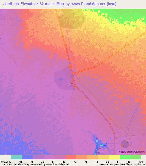 Jardinah,Libya Elevation Map