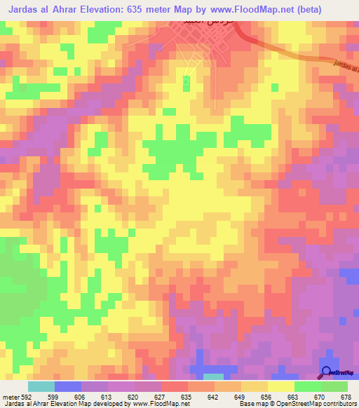 Jardas al Ahrar,Libya Elevation Map