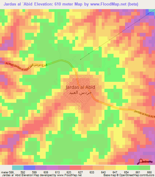 Jardas al `Abid,Libya Elevation Map