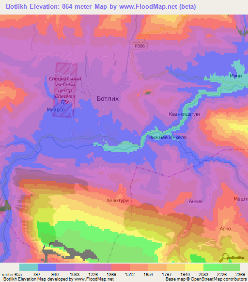 Botlikh,Russia Elevation Map