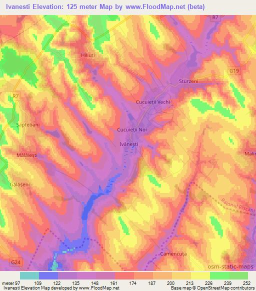 Ivanesti,Moldova Elevation Map