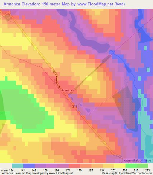 Armanca,Moldova Elevation Map