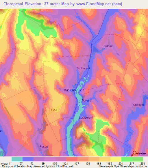 Cioropcani,Moldova Elevation Map