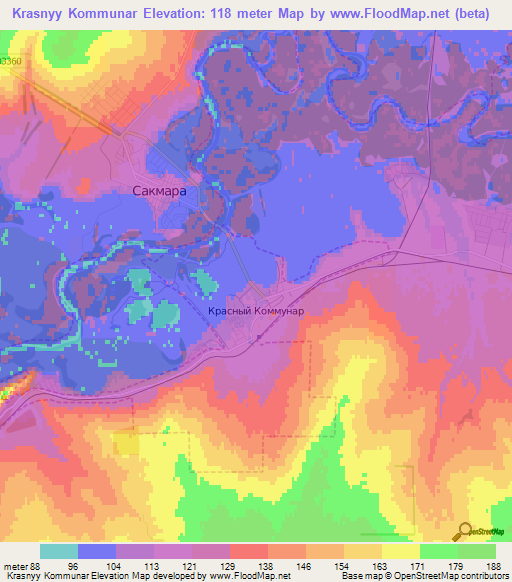 Krasnyy Kommunar,Russia Elevation Map