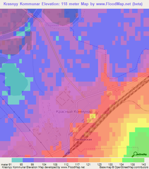 Krasnyy Kommunar,Russia Elevation Map