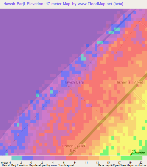 Hawsh Barji,Libya Elevation Map